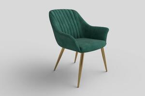Fotoliu ELEGANCE 2, verde inchis/auriu, stofa/otel, 72x60x79 cm