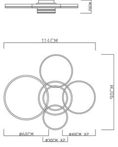 Globo 67260-120 - Plafonieră LED dimabilă RUBIO 120W/230V 90x114 cm+telecomandă