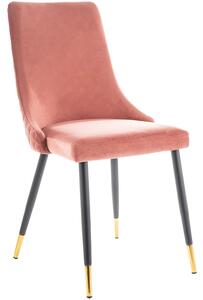 Scaun PIANO, roz/negru/auriu, stofa catifelata/metal, 47x44x93 cm