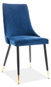 Scaun tapitat PIANO, albastru/negru, stofa catifelat/metal, 47x44x93 c