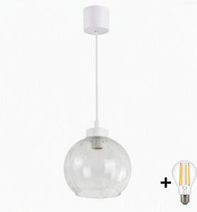 Brilagi - Lustră LED suspendată pe cablu RETRO GLASS 1xE27/60W/230V diam. 25 cm alb/transparent