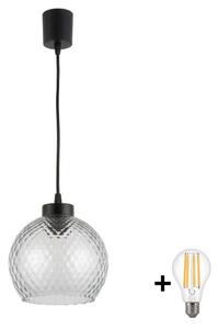 Brilagi - Lustră LED pe cablu R GLASS 1xE27/60W/230V, diam. 25 cm, negru/gri fumuriu