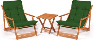 Set Gradina - Masa si Scaune (3 Bucati), Bundle breeze, UnicUtil, Culoarea Verde Natural