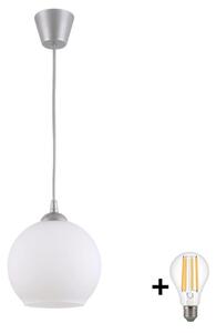 Brilagi - Lustră LED suspendată pe cablu RETRO GLASS, 1xE27/60W/230V, diametru 15 cm, argintie/albă