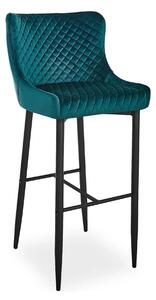 Scaun bar COLIN B H-1, verde/negru, stofa catifelata/metal, 46x42x109
