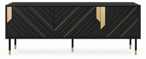 Comoda TV MOUNTAIN, PAL laminat, negru/auriu, 154x40x55 cm
