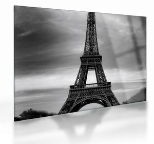 Tablou pe sticlă - Mașină roz în Paris (70x50 cm)