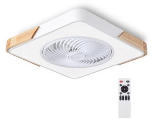Brilagi-LED Lampă cu ventilator, reglabilă, LED/30W/230V 3000-6500K, alb/stejar + telecomandă
