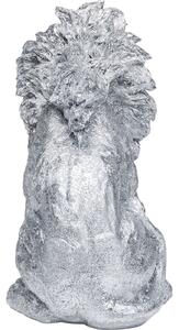 Figurina decorativa Sitting Lion argintiu 42 cm