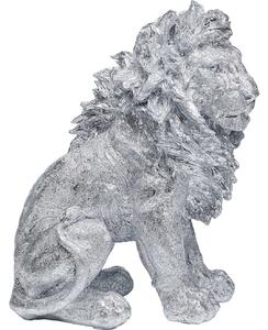 Figurina decorativa Sitting Lion argintiu 42 cm