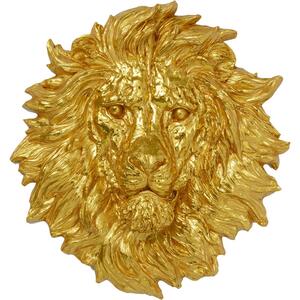Decoratiune de perete aurie Lion Head 90x100 cm