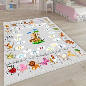 Covor copii antiderapant, 120x180 cm, Alphabet Animals