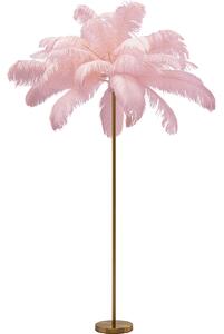 Lampa de podea cu baza aurie si pene roz Feather Palm 165 cm