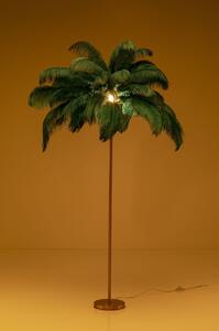 Lampa de podea cu baza aurie si pene verzi Feather Palm 165 cm