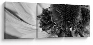 Tablou - Floare în alb-negru (cu ceas) (90x30 cm)