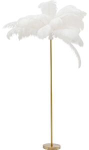 Lampa de podea cu baza aurie si pene albe Feather Palm 165 cm