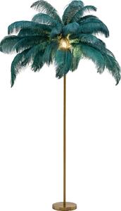 Lampa de podea cu baza aurie si pene verzi Feather Palm 165 cm