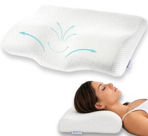 Perna cervicala SUPORTO Aura Mini, Perna de Dormit Ortopedica Compacta, din Spuma cu Memorie, cu Suport Cervical