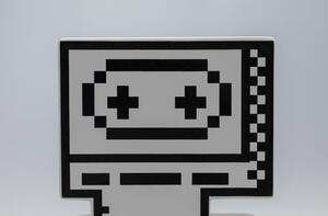 Vas alb si negru ceramica Pixel Robot 13x24 cm