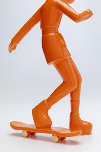 Figurina decorativa portocalie Skating Astronaut 17x33 cm
