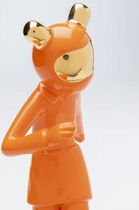 Figurina decorativa portocalie Skating Astronaut 17x33 cm