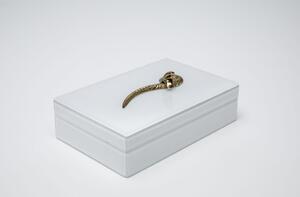 Cutie de bijuterii din sticla alba Snake Bite 28x17 cm