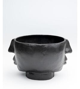 Vaza neagra din aluminiu Half Face 19x23 cm