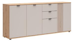 Comodă Venvou 114, Stejar artizan, Cașmir, PAL laminat, MDF, 87x195x40cm, 79 kg