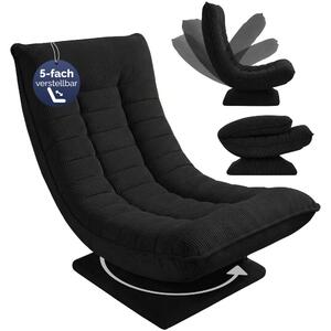 Șezlong ABERDEEN CORD, husă striată, 87×60×105 cm, negru Casaria