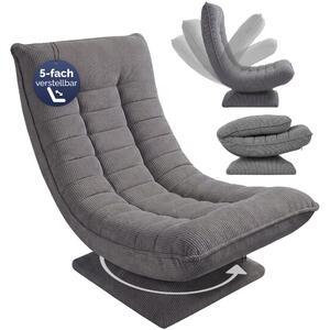 Șezlong ABERDEEN CORD, husă striată, 87×60×105 cm, gri Casaria