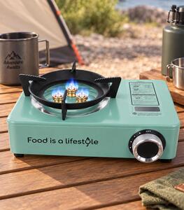 Aragaz portabil pe gaz pentru camping, de 3500 W, cu geantă de transport, verde