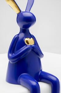 Figurina decorativa Sitting Rabbit Heart albastru 29cm