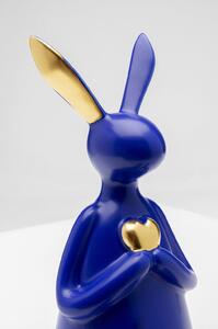 Figurina decorativa Sitting Rabbit Heart albastru 29cm