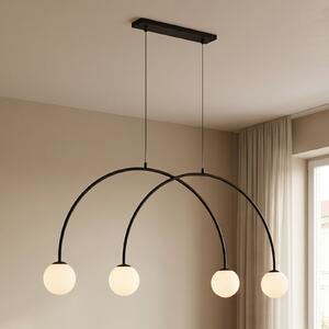 ALDEX Lampă suspendată Alison, alb-negru, 4 becuri, formă arcuită, 129 cm, reglabil, Negru, Camera de zi / sufragerie, Metal, Modern