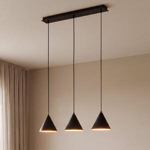 TK Lighting Lampă suspendată Cono, 3 becuri, negru, E27, reglabil, Negru, Camera de zi / sufragerie, Metal, Modern