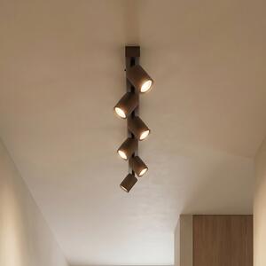 TK Lighting Spot de plafon Top, reglabil, maro, liniar cu șase flăcări, reglabil, Maro / Rugină, Camera de zi / sufragerie, Metal, Modern, Plafon cu flacără multiplă