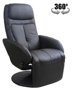 Fotoliu recliner OPTIMA, negru, piele ecologica/metal, 77x80/139x101/8