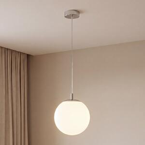 Argon Lampă suspendată Bernike, alb/crom, sticlă, Ø 30 cm, reglabil, Alb, Camera de zi / sufragerie, Sticlă, Modern, glob