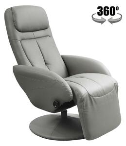 Fotoliu recliner OPTIMA, gri, piele ecologica/metal, 77x80/139x101/84