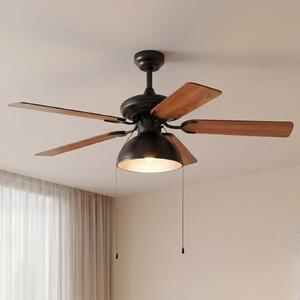 Lucande Ventilator de tavan cu lumină Shamoian, silențios, Ø 130 cm, Negru, Camera de zi / sufragerie, Metal, Vintage