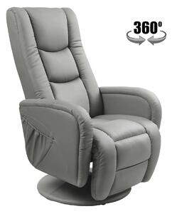 Fotoliu recliner PULSAR, gri, piele ecologica/metal, 68x85/135x85/106