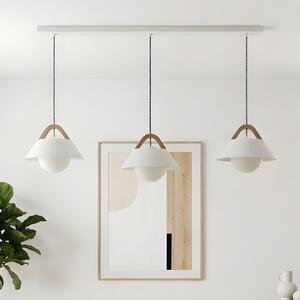 Luminex Lampă suspendată Funda, albă, lungime 110 cm, 3 becuri, metal/sticlă, reglabil, Alb, Camera de zi / sufragerie, Metal, Scandinavă