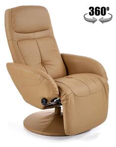 Fotoliu recliner OPTIMA, bej inchis, piele ecologica/metal, 77x80/139x