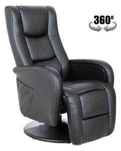 Fotoliu recliner PULSAR, negru, piele ecologica/metal, 68x85/135x85/10