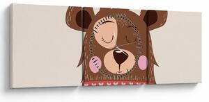 Tablou - Teddy ursuleț cu eșarfă roșie (cu ceas) (90x30 cm)