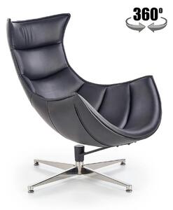Fotoliu birou LUXOR, negru/crom, piele ecologica/metal, 86x84x96 cm