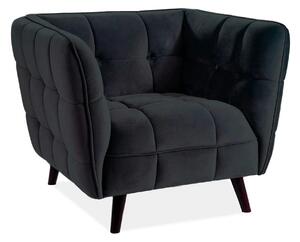 Fotoliu CASTELLO, negru/wenge, stofa catifelata/lemn de fag, 92x85x78