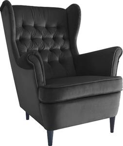 Fotoliu HARRY, stofa catifelata neagra - Bluvel 19, 82x92x101 cm