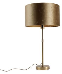 Lampă de masă bronz cu abajur de catifea bronz 35cm - Parte