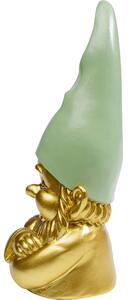 Figurina decorativa Gnome auriu verde 21cm